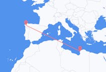 Flyg från Benghazi till Santiago de Compostela