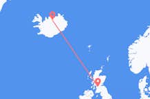Vluchten van Glasgow, Schotland naar Akureyri, IJsland
