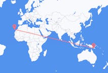 Loty z Port Moresby w Papui-Nowej Gwinei na Teneryfę w Hiszpanii