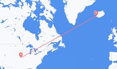 航班从美国曼哈顿市到雷克雅维克市，冰岛塞尔