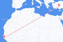 Flug frá Ziguinchor, Senegal til Konya, Tyrklandi