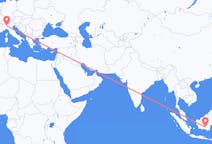 Flyreiser fra Palangka Raya, Indonesia til Milano, Italia