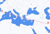 Flyg från Esfahan, Iran till Lourdes (kommun i Brasilien, São Paulo, lat -20,94, long -50,24), Frankrike