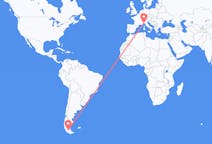 Flyreiser fra Punta Arenas, Chile til Genova, Italia