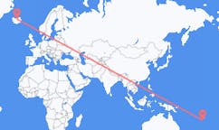 航班从斐济坎达武岛市到阿克雷里市，冰岛塞尔