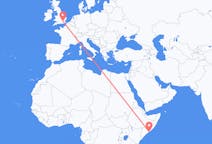 出发地 索马里出发地 摩加迪休前往英格兰的伦敦的航班