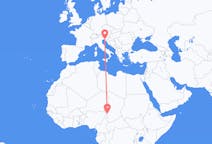 Flyg från N Djamena, Tchad till Trieste, Italien