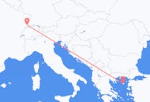 スイスのバーゼルからから、ギリシャのリムノス島までのフライト