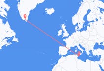 グリーンランドのナルサルスアクから、イタリアのランペドゥーサ島までのフライト