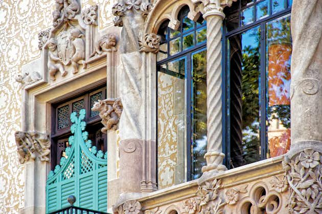 Photo of Window of Casa Amatller in Modernisme style in the block of Discord in the Eixample district in Barcelona, Spain.
