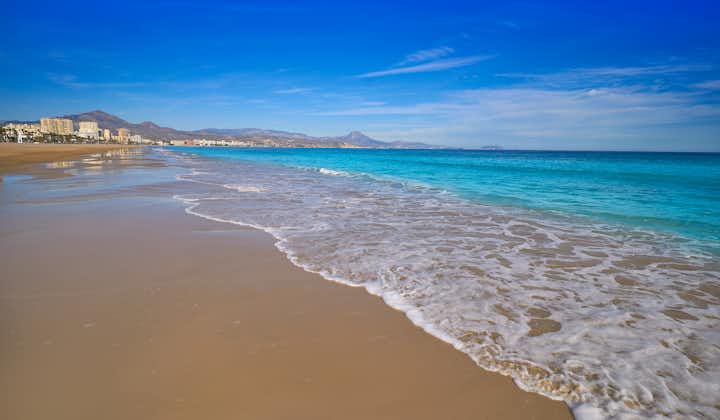 Photo of El Campello beach Muchavista playa in Alicante at Costa Blanca of Spain.