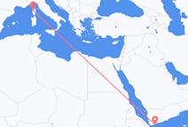 Flyreiser fra Aden, til Calvi