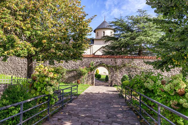 Photo of Pathway to Morača Monastery, Serbian Orthodox Church, located in central Montenegro, founded in 1252, one of the best known medieval monuments of Montenegro.