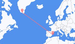 그린란드 나르사크에서 출발해 스페인 이비자에게(으)로 가는 항공편