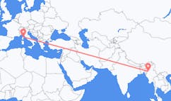 Flyg från Kalay, Myanmar (Burma) till Bastia, Frankrike