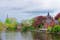 Photo of Minnewaterpark and Minnewater lake in the old town of Brugge, Belgium.