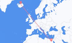 Flights from the city of Asyut, Egypt to the city of Akureyri, Iceland