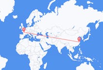 Flyg från Hangzhou, Kina till Poitiers, Frankrike