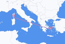 ギリシャのミコノス島から、フランスのフィガリまでのフライト