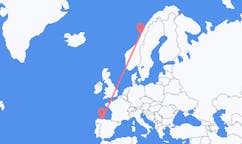 Voli da Sandnessjøen, Norvegia a Santiago del Monte, Spagna