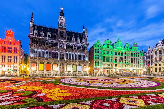 Photo of Grand Place during 2018 Flower Carpet festival in Brussels, Belgium.