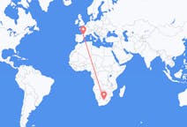 Flyg från Kimberley, Northern Cape, Sydafrika till Lourdes (kommun i Brasilien, São Paulo, lat -20,94, long -50,24), Frankrike