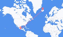 航班从墨西哥阿卡普尔科市到阿克雷里市，冰岛塞尔