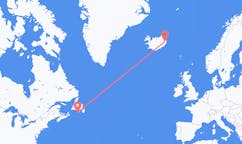 Flyreiser fra byen Saint-Pierre, Saint-Pierre-et-Miquelon til byen Egilsstaðir, Island