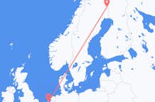 Loty z Pajala, Szwecja z Amsterdam, Holandia