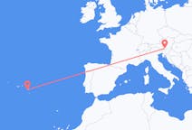Fly fra Klagenfurt til Ponta Delgada