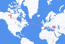 Flyg från Yellowknife, Kanada till Adana, Turkiet