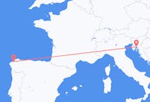Flyreiser fra Rijeka, Kroatia til La Coruña, Spania