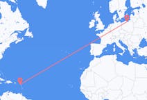 Flights from Nevis, St. Kitts & Nevis to Gdańsk, Poland