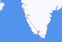 Lennot Narsaqista, Grönlanti Maniitsoqille, Grönlanti