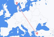 Vluchten van Kristiansand, Noorwegen naar Denizli, Turkije