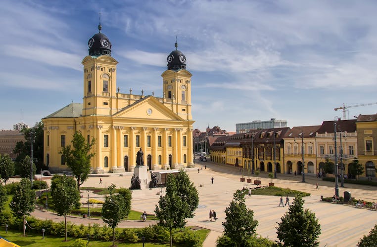 Main square of Debrecen city, Hungary.