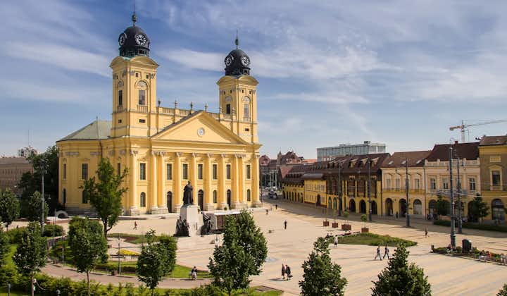 Main square of Debrecen city, Hungary.