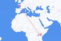 Flyreiser fra Kilimanjaro-fjellet, Tanzania til Bordeaux, Frankrike