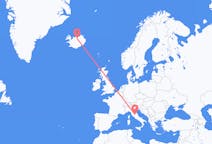 Flights from Akureyri to Perugia