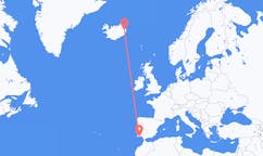 航班从葡萄牙法鲁市到埃伊尔斯塔济市，冰岛塞尔