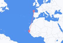 出发地 塞内加尔出发地 帽子溜冰目的地 西班牙圣地亚哥 － 德孔波斯特拉的航班