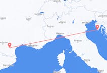 Flyg från Carcassonne, Frankrike till Pula, Kroatien
