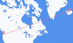 Flyreiser fra byen Portland, USA til byen Akureyri, Island