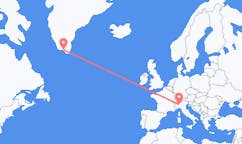 Flyrejser fra Narsaq, Grønland til Milano, Italien