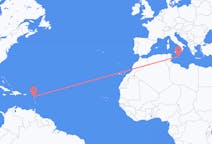 Flyrejser fra Antigua, Antigua og Barbuda til Malta, Malta