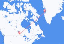 カナダのウィニペグから、グリーンランドのアシアトまでのフライト
