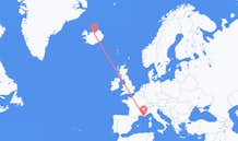 Voos de Toulon, França para Akureyri, Islândia