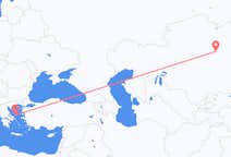 Lennot Karagandasta, Kazakstan Skyrosille, Kreikka