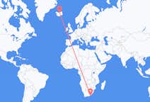 Flyg från East London, Sydafrika till Akureyri, Island