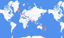 Vluchten van Palmerston North, Nieuw-Zeeland naar Akureyri, IJsland
